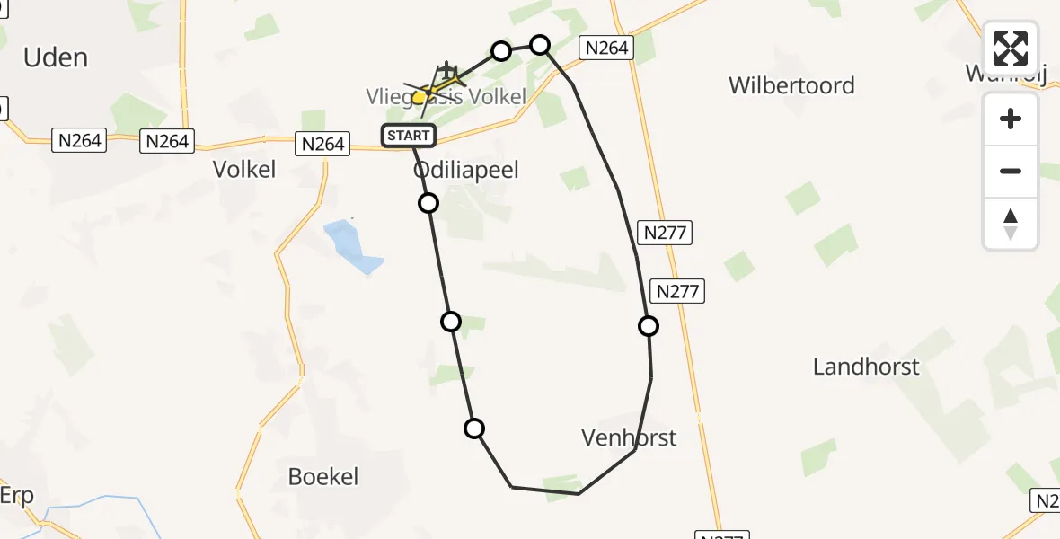 Routekaart van de vlucht: Lifeliner 3 naar Vliegbasis Volkel, Vogelstraat
