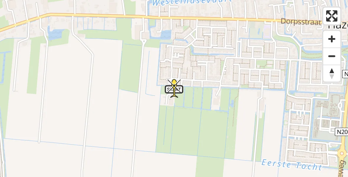 Routekaart van de vlucht: Lifeliner 2 naar Hazerswoude-Dorp, Rubenslaan