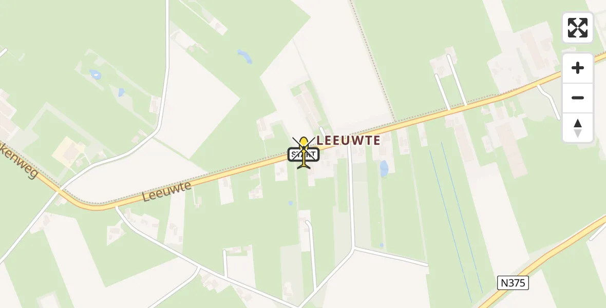 Routekaart van de vlucht: Lifeliner 4 naar Ruinen, Leeuwte