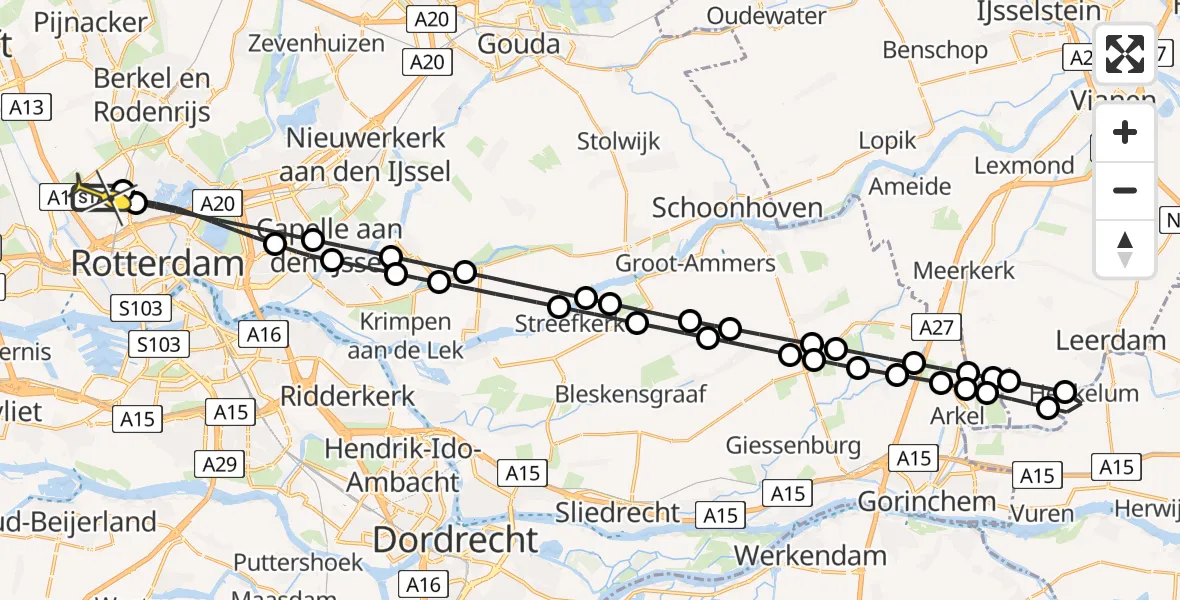Routekaart van de vlucht: Lifeliner 2 naar Rotterdam The Hague Airport, Van der Duijn van Maasdamweg
