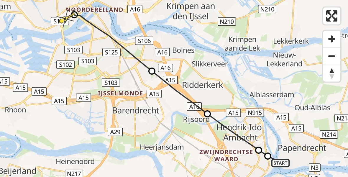 Routekaart van de vlucht: Lifeliner 2 naar Erasmus MC, Snoek