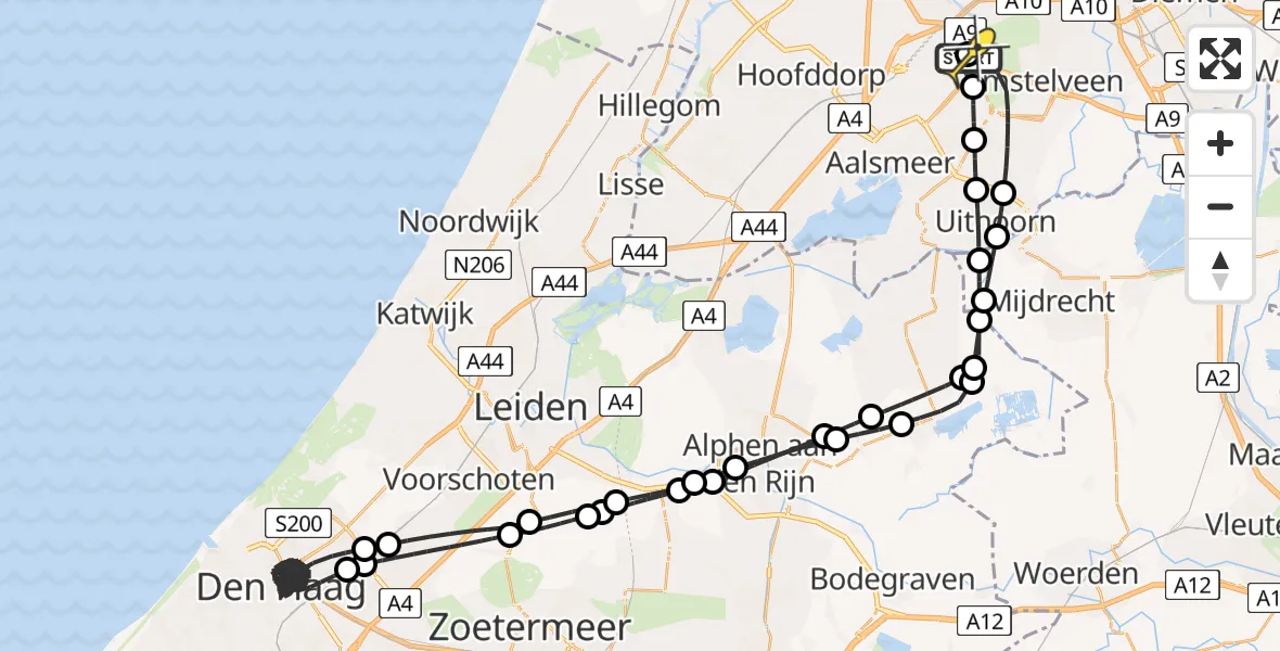 Routekaart van de vlucht: Politieheli naar Schiphol, Piet Guilonardweg