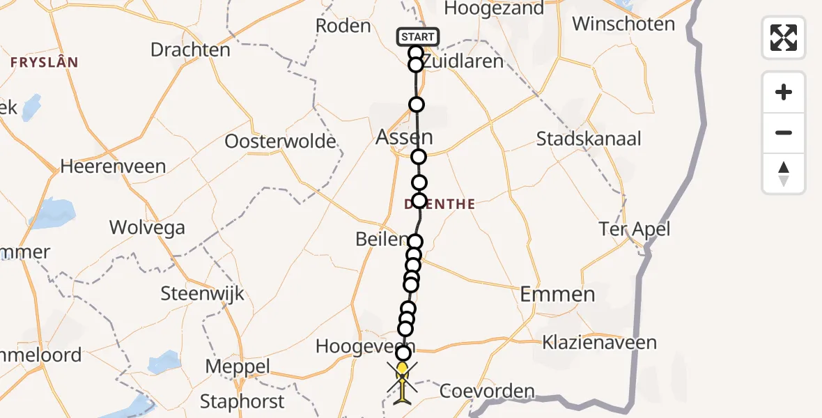 Routekaart van de vlucht: Lifeliner 4 naar Elim, Breukenweg