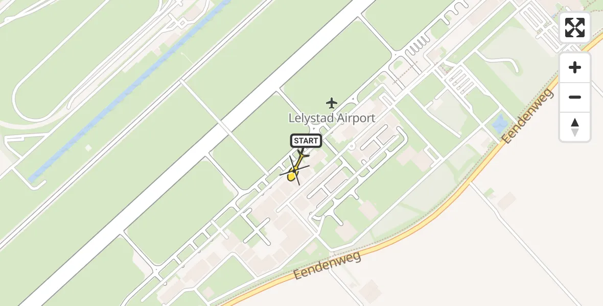 Routekaart van de vlucht: Ambulanceheli naar Lelystad Airport, Emoeweg