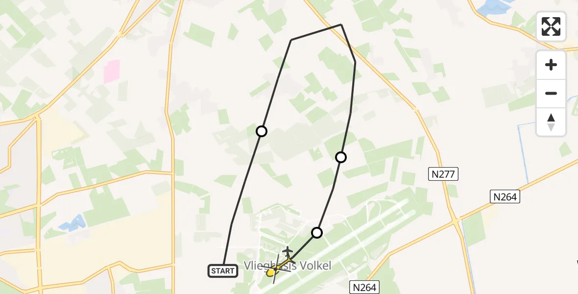 Routekaart van de vlucht: Lifeliner 3 naar Vliegbasis Volkel, Houtvennen