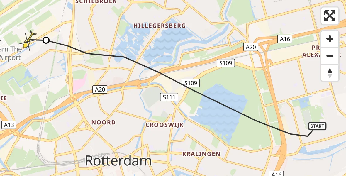Routekaart van de vlucht: Lifeliner 2 naar Rotterdam The Hague Airport, Buitenom
