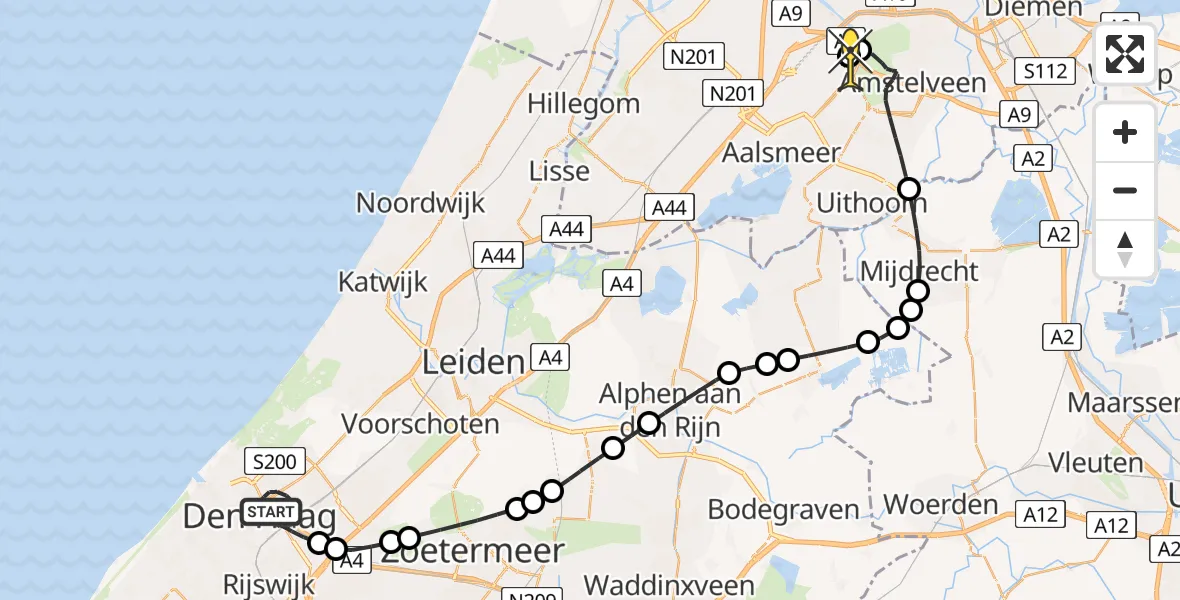 Routekaart van de vlucht: Politiehelikopter naar Schiphol, Spaarnedwarsstraat