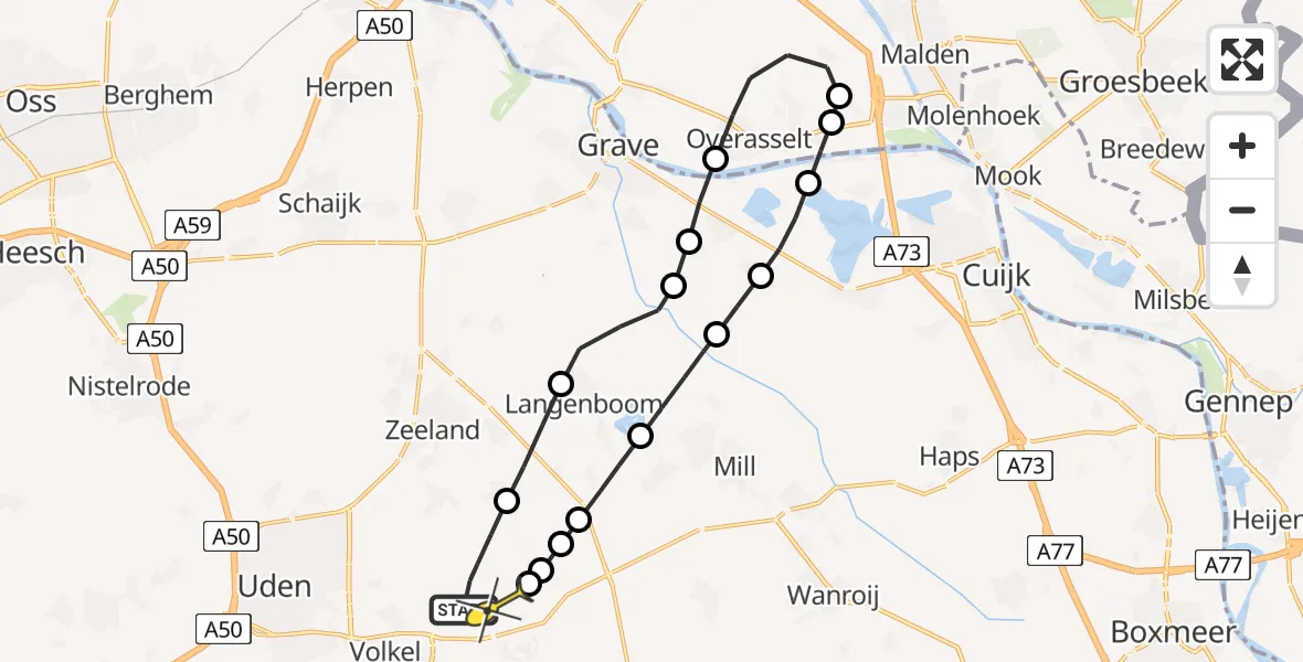 Routekaart van de vlucht: Lifeliner 3 naar Vliegbasis Volkel, Houtvennen