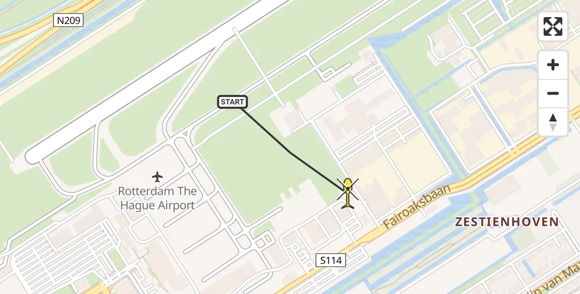 Routekaart van de vlucht: Lifeliner 2 naar Rotterdam The Hague Airport, Brandenburgbaan