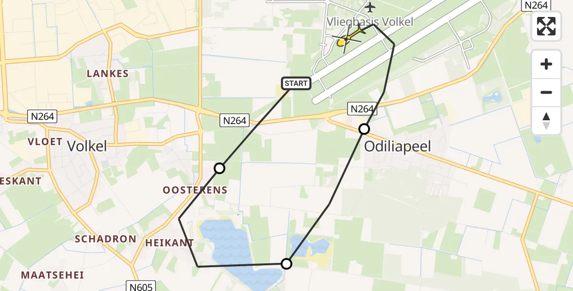 Routekaart van de vlucht: Lifeliner 3 naar Vliegbasis Volkel, Rechtestraat