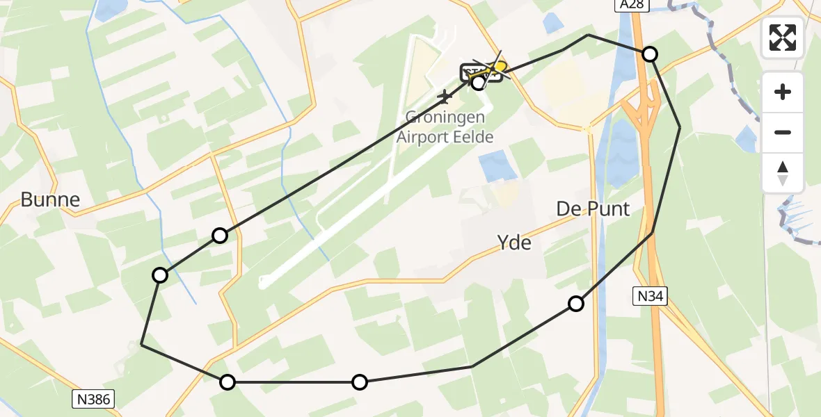 Routekaart van de vlucht: Lifeliner 4 naar Groningen Airport Eelde, Lugtenbergerweg