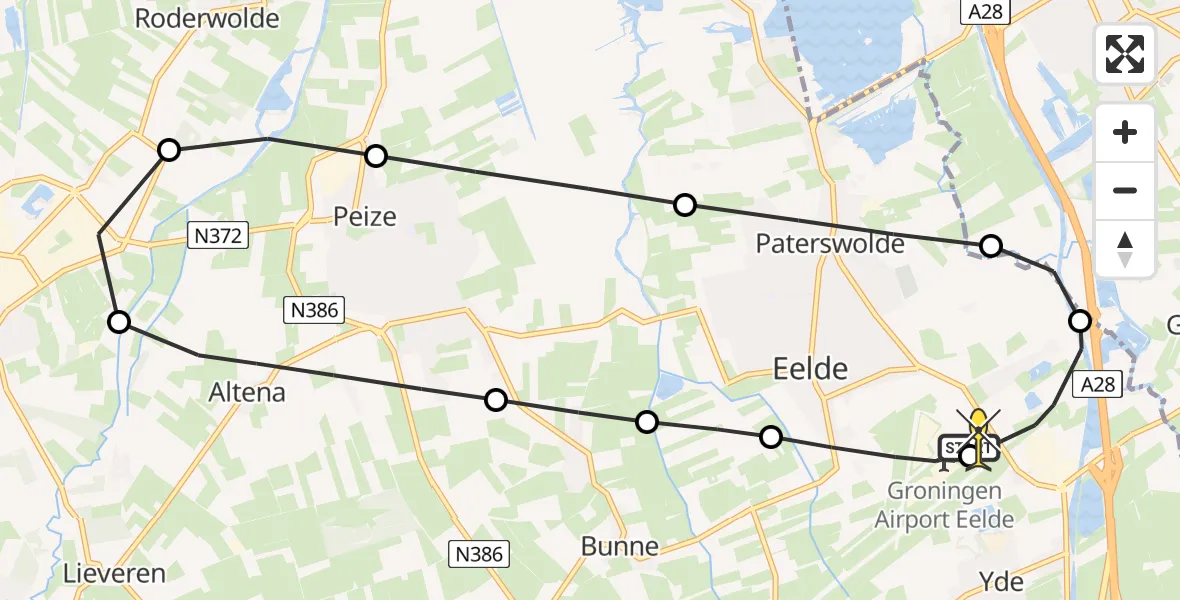 Routekaart van de vlucht: Lifeliner 4 naar Groningen Airport Eelde, Hoofdweg