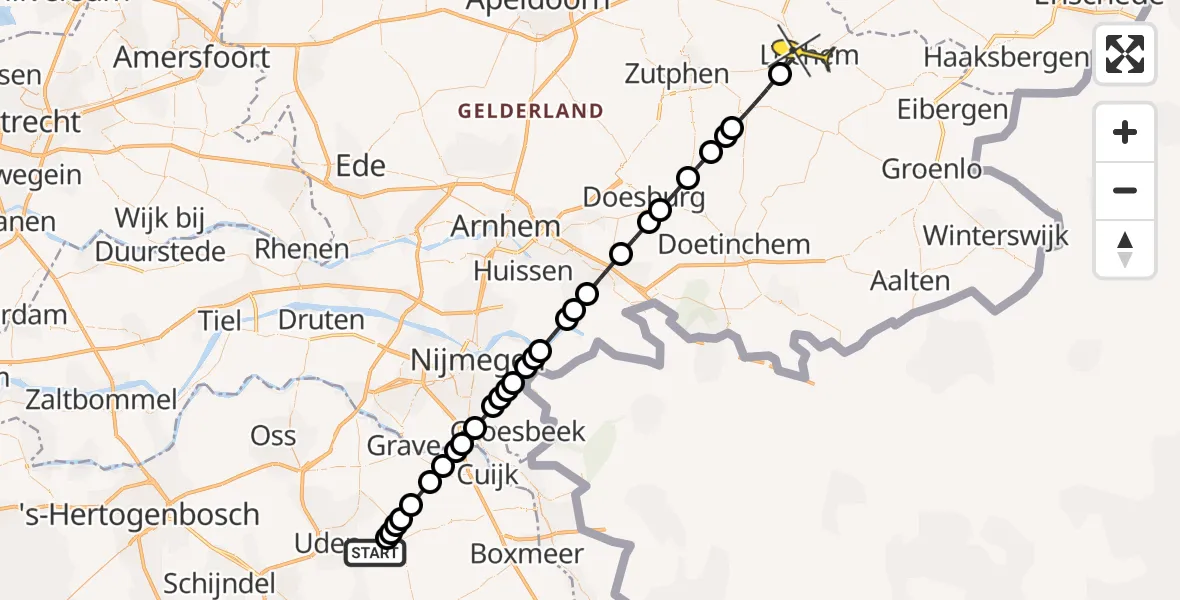Routekaart van de vlucht: Lifeliner 3 naar Lochem, Nieuwedijk