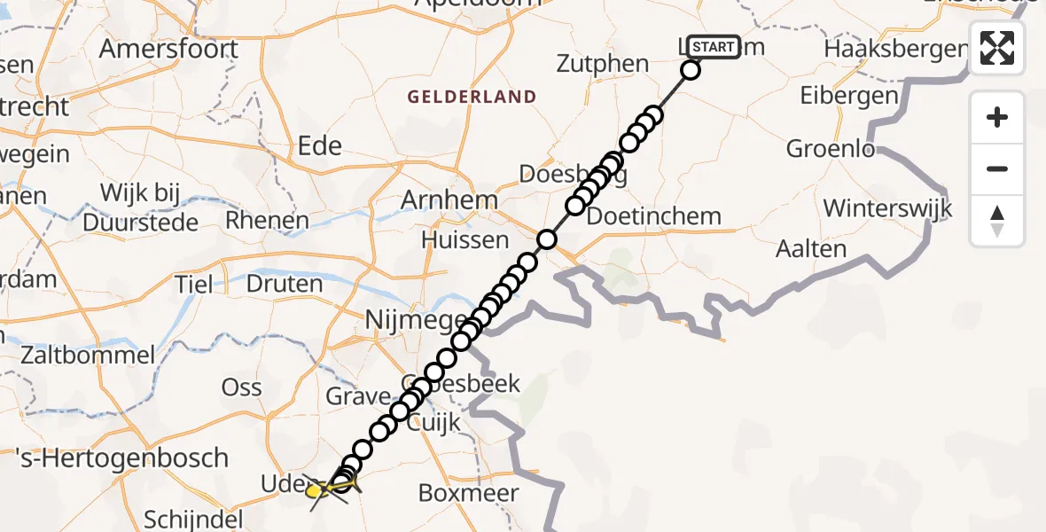 Routekaart van de vlucht: Lifeliner 3 naar Vliegbasis Volkel, Verlengde Albert Hahnweg
