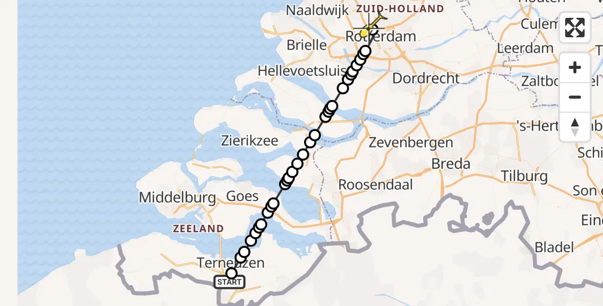 Routekaart van de vlucht: Lifeliner 2 naar Rotterdam The Hague Airport, Oostkade