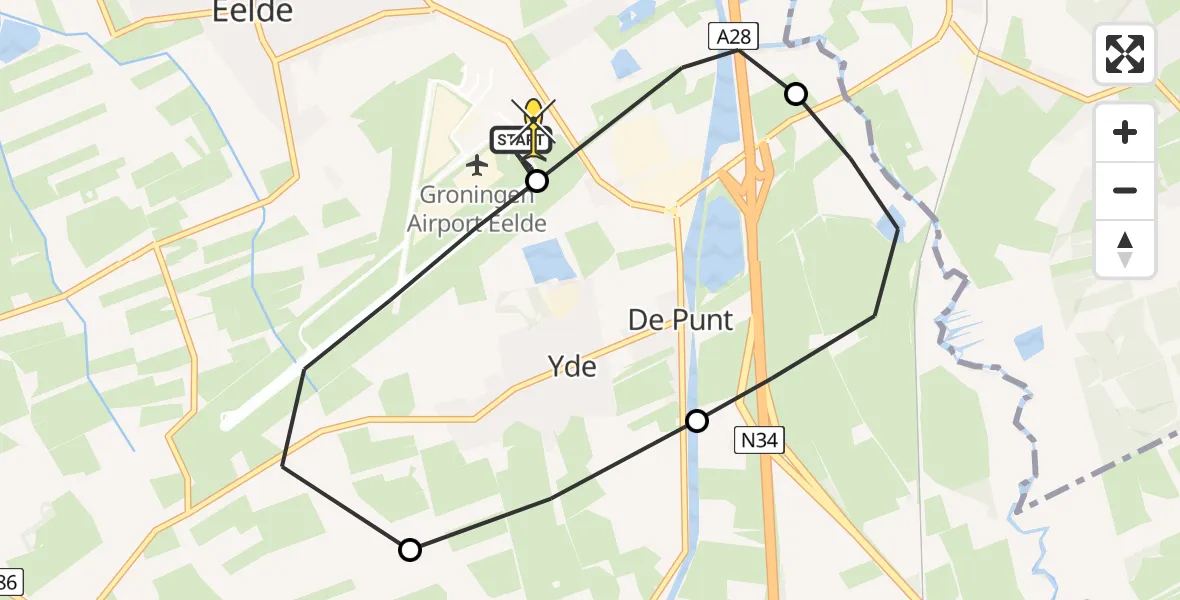 Routekaart van de vlucht: Lifeliner 4 naar Groningen Airport Eelde, Moespot