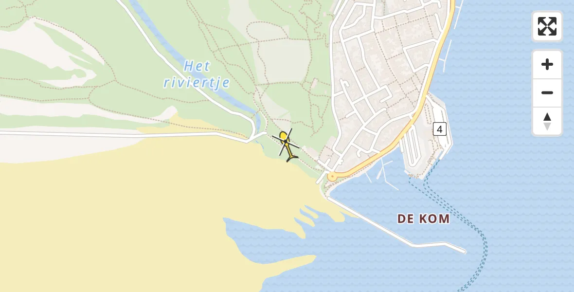 Routekaart van de vlucht: Ambulanceheli naar West-Terschelling