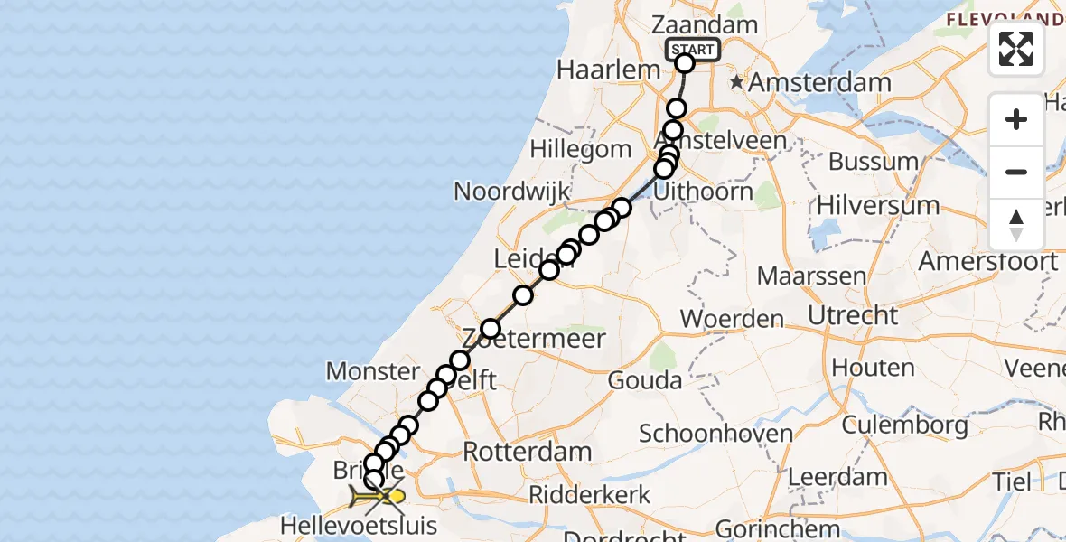 Routekaart van de vlucht: Lifeliner 1 naar Vierpolders, Hornweg