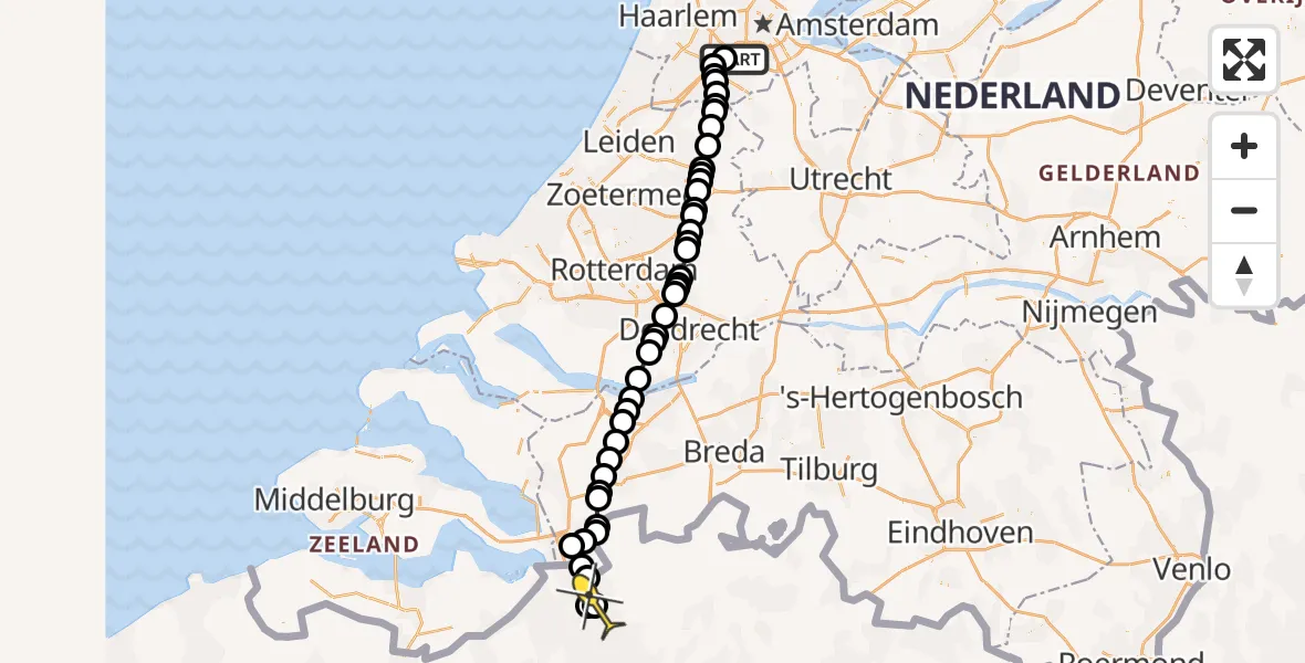 Routekaart van de vlucht: Politiehelikopter naar Stabroek, Handelskade