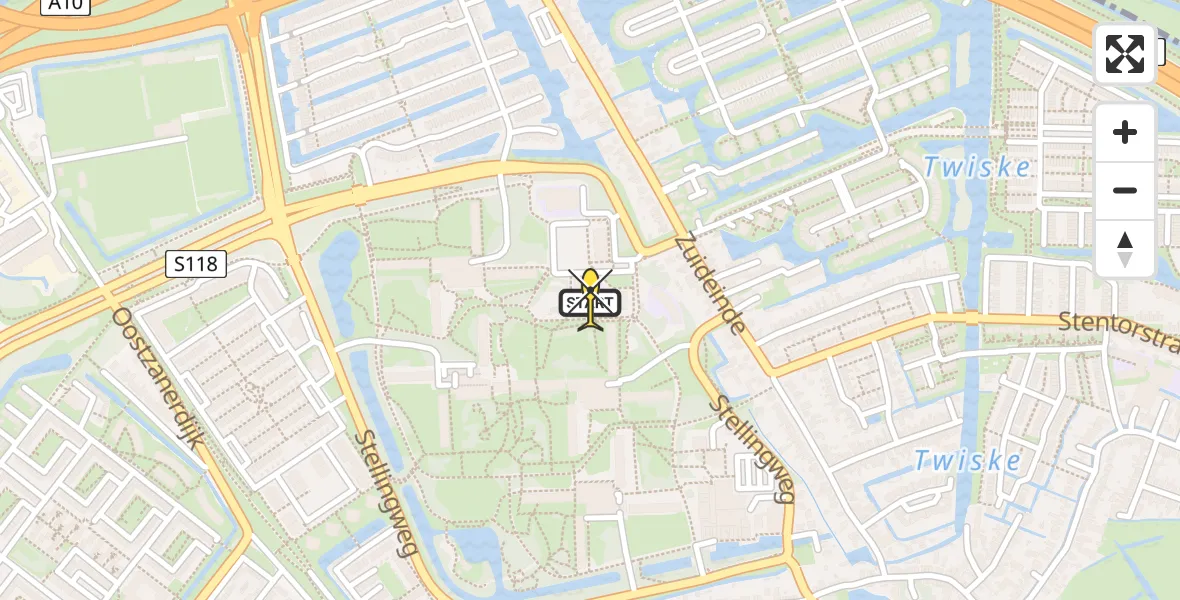 Routekaart van de vlucht: Lifeliner 1 naar Amsterdam, Molenwijk