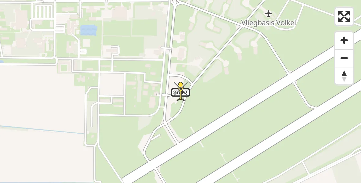 Routekaart van de vlucht: Politieheli naar Vliegbasis Volkel, Zeelandsedijk
