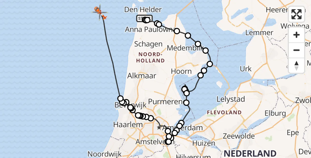 Vluchtroute Kustwachthelikopter Vliegveld De Kooy - , 21 september 2025, 13:36