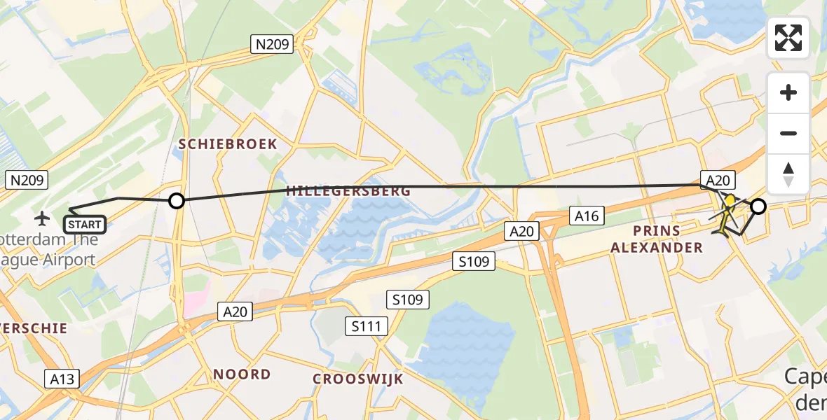 Routekaart van de vlucht: Lifeliner 2 naar Capelle aan den IJssel, Bovendijk