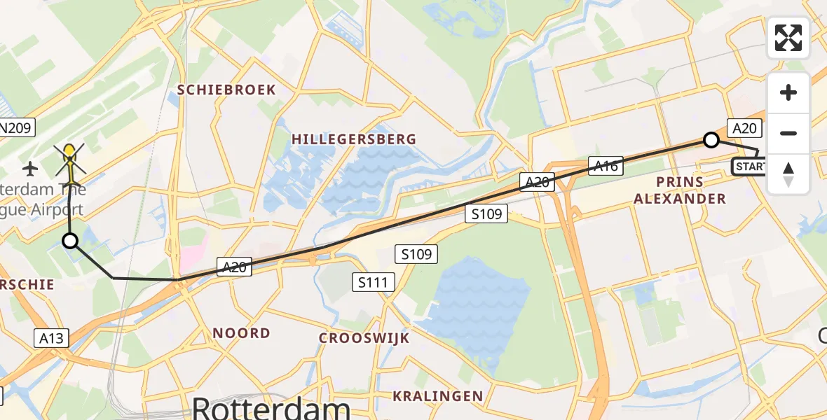 Routekaart van de vlucht: Lifeliner 2 naar Rotterdam The Hague Airport, Kamgras