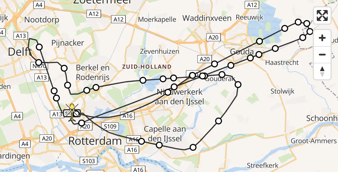 Routekaart van de vlucht: Lifeliner 2 naar Rotterdam The Hague Airport, Brandenburgbaan