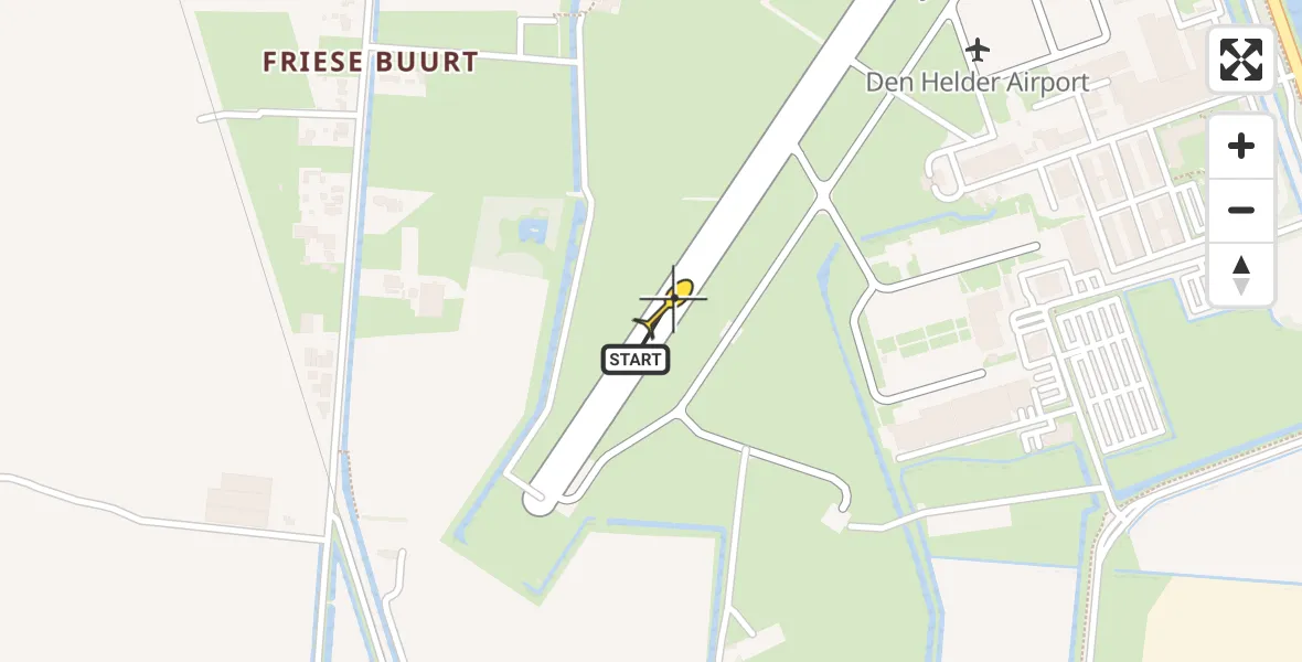 Routekaart van de vlucht: Kustwachthelikopter naar Vliegveld De Kooy, Luchthavenweg