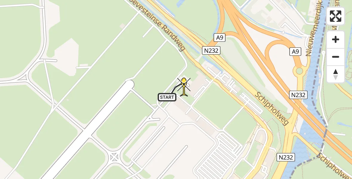 Routekaart van de vlucht: Politieheli naar Schiphol, Loevesteinse Randweg