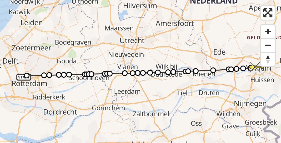 Routekaart van de vlucht: Lifeliner 2 naar Arnhem, Bovendijk