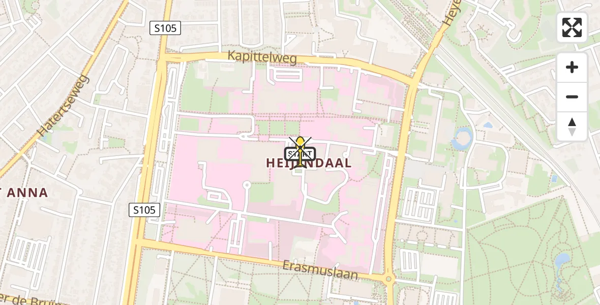 Routekaart van de vlucht: Lifeliner 2 naar Radboud Universitair Medisch Centrum, Geert Grooteplein Zuid