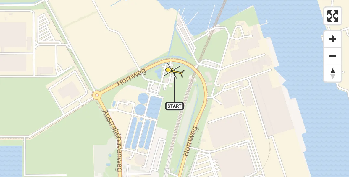 Routekaart van de vlucht: Lifeliner 1 naar Amsterdam Heliport, Hornweg