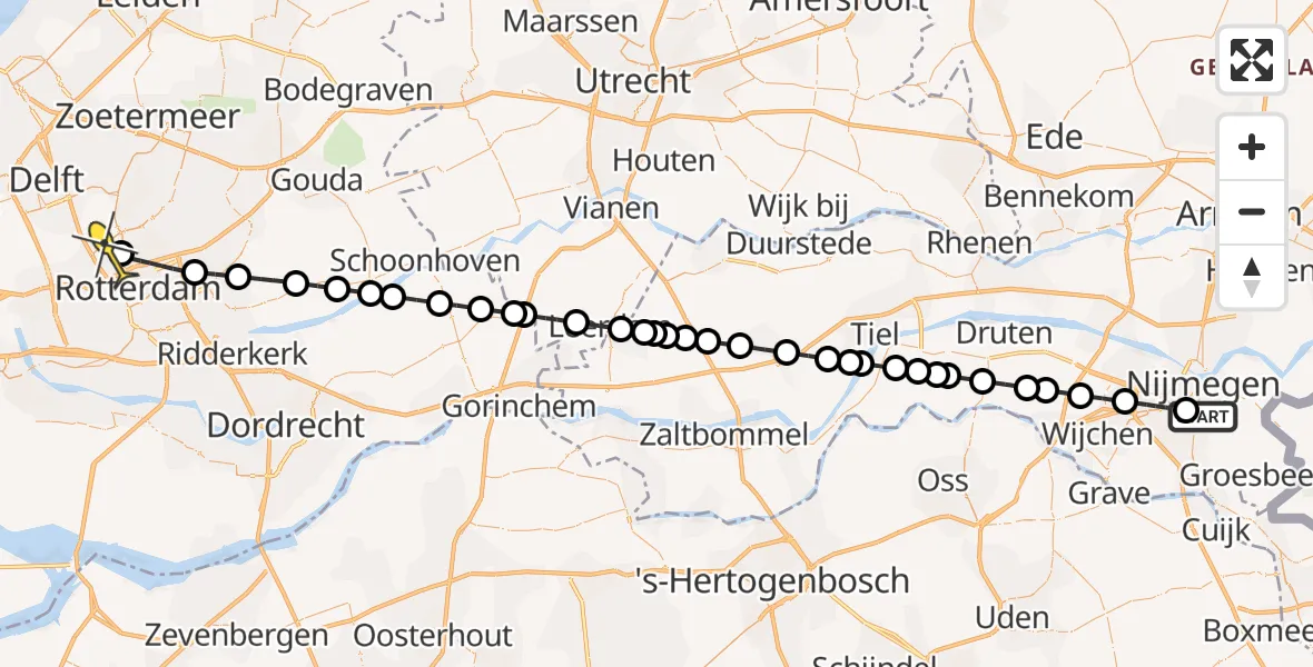 Routekaart van de vlucht: Lifeliner 2 naar Rotterdam The Hague Airport, Gemsstraat