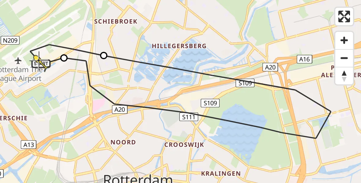 Routekaart van de vlucht: Lifeliner 2 naar Rotterdam The Hague Airport, Brandenburgbaan