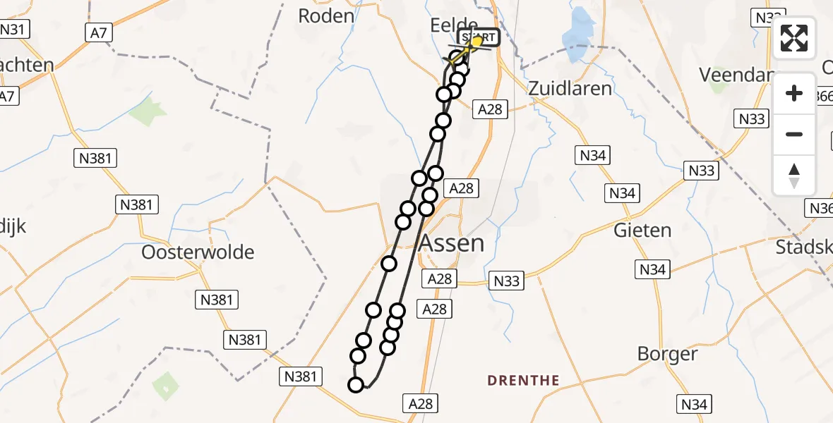 Routekaart van de vlucht: Lifeliner 4 naar Groningen Airport Eelde, Vissersweg