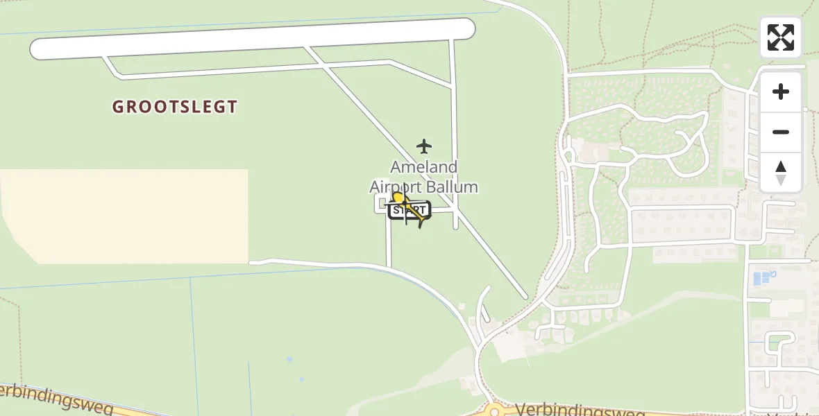 Routekaart van de vlucht: Ambulanceheli naar Ameland Airport Ballum, Strandweg