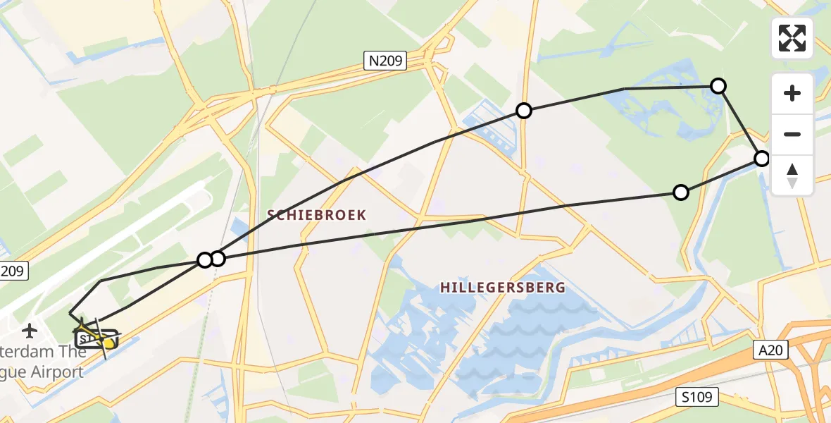 Routekaart van de vlucht: Lifeliner 2 naar Rotterdam The Hague Airport, Bovendijk