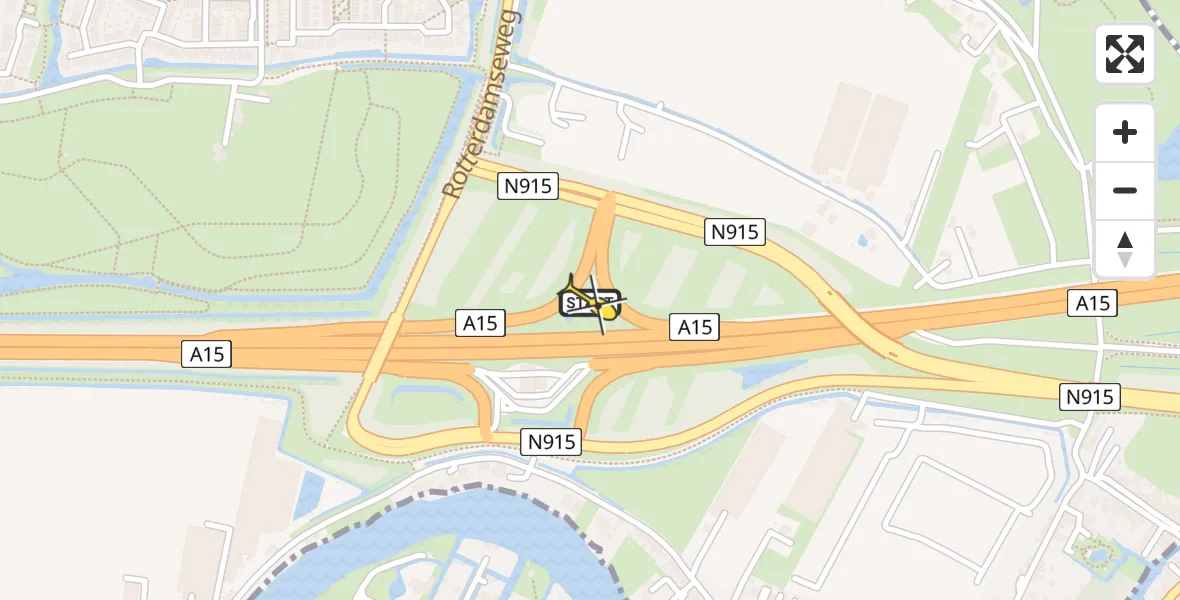 Routekaart van de vlucht: Lifeliner 2 naar Ridderkerk, Rijksweg 15