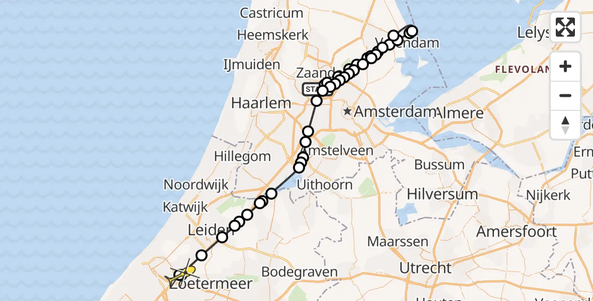 Routekaart van de vlucht: Lifeliner 1 naar Leidschendam, Hemweg