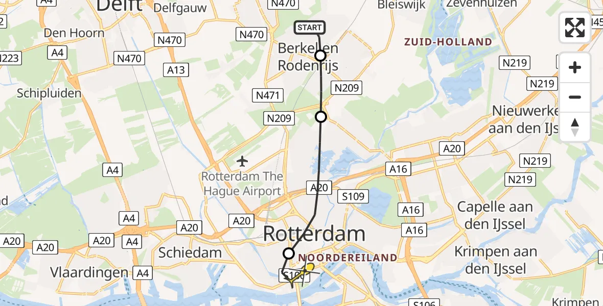 Routekaart van de vlucht: Lifeliner 2 naar Erasmus MC, Pluk van de Pettefletpad