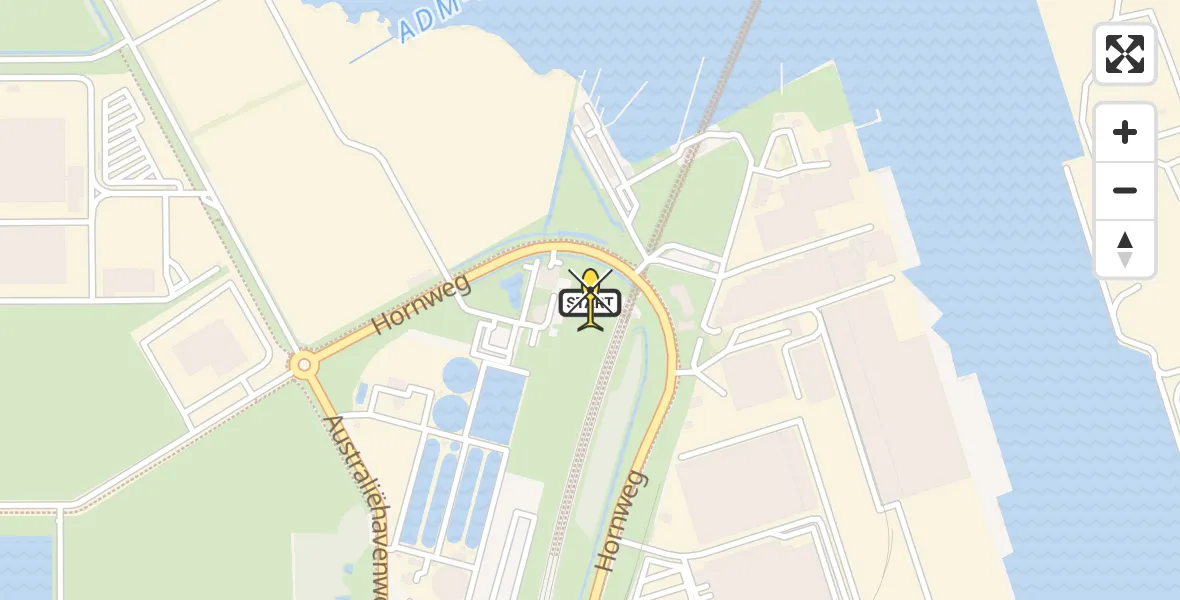 Routekaart van de vlucht: Lifeliner 1 naar Amsterdam Heliport, Hornweg