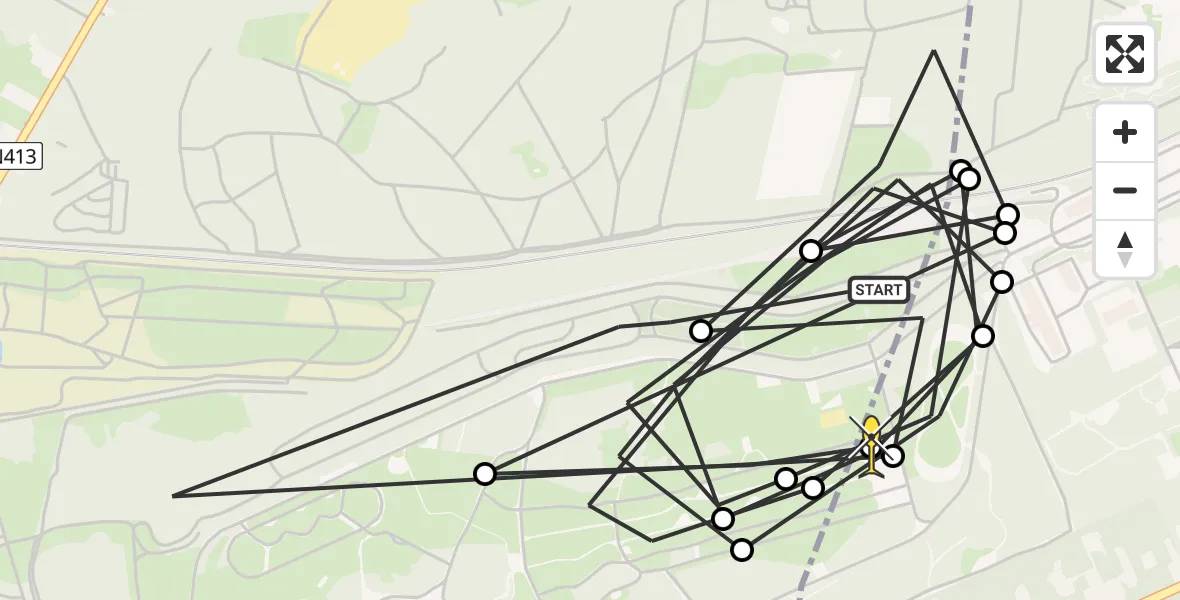 Routekaart van de vlucht: Politieheli naar Amersfoort, Barchman Wuytierslaan