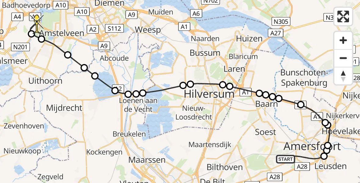 Routekaart van de vlucht: Politiehelikopter naar Schiphol, Mijmerpad