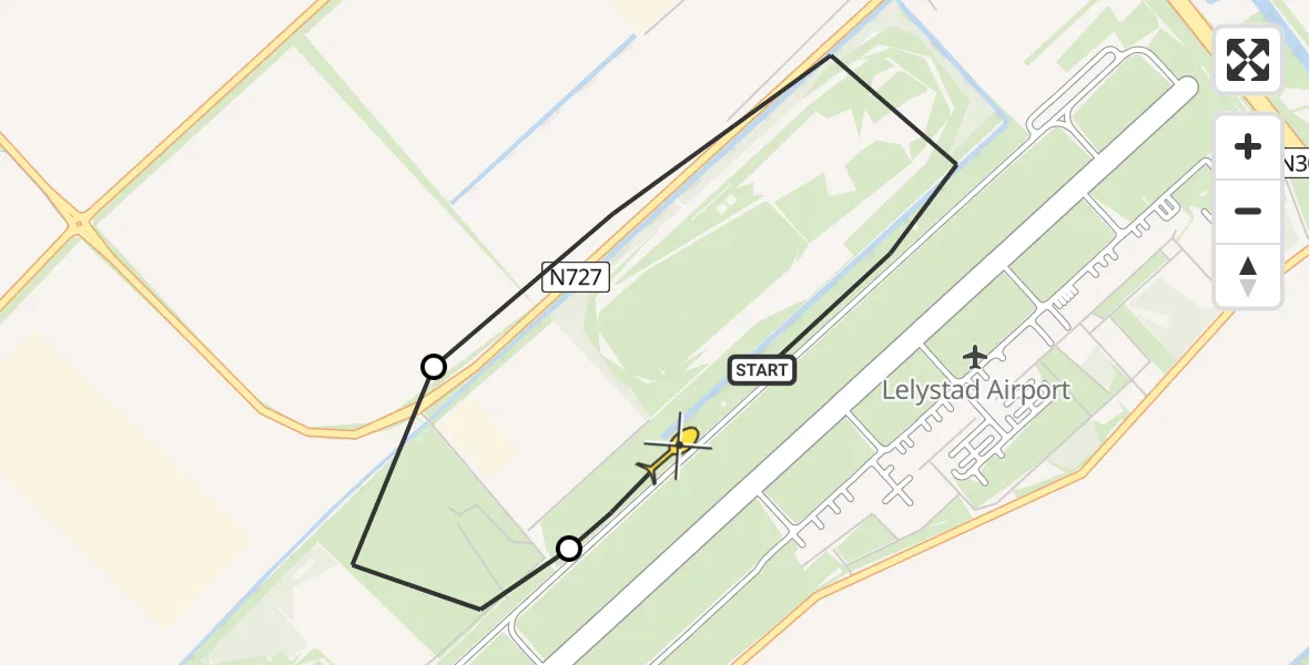 Routekaart van de vlucht: Traumaheli naar Lelystad Airport, Anthony Fokkerweg