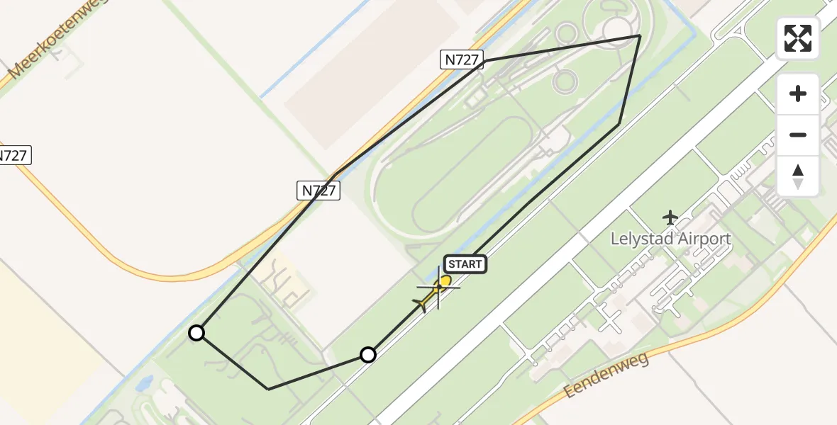 Routekaart van de vlucht: Traumahelikopter naar Lelystad Airport, Anthony Fokkerweg