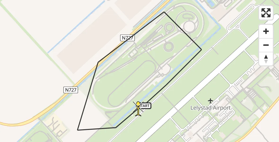 Routekaart van de vlucht: Traumahelikopter naar Lelystad Airport, RDW-testbaan