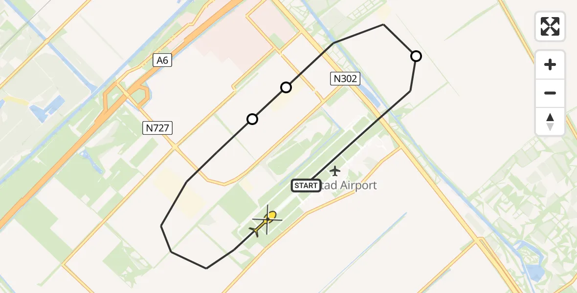 Routekaart van de vlucht: Traumahelikopter naar Lelystad Airport, Larserweg