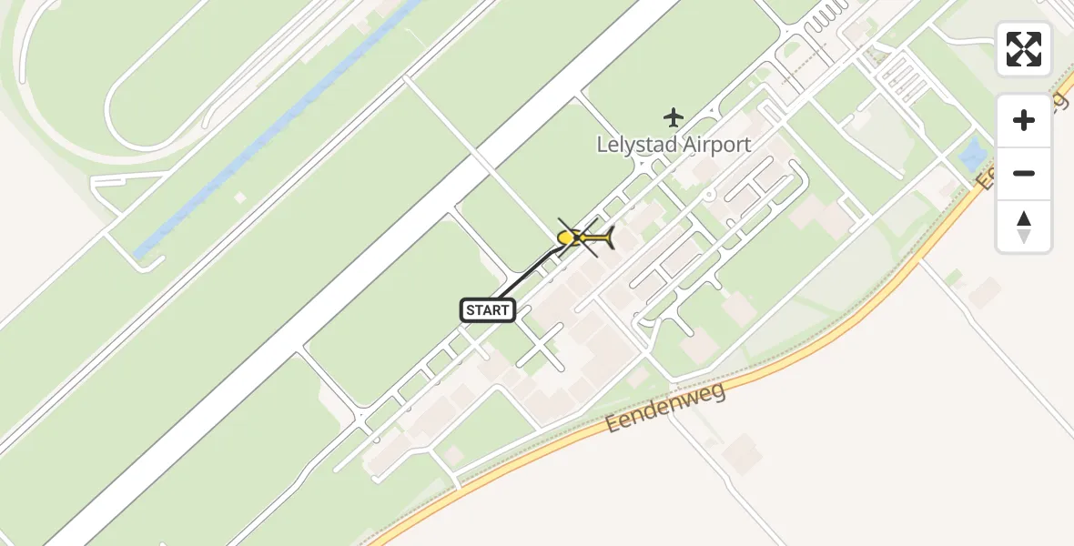 Routekaart van de vlucht: Traumahelikopter naar Lelystad Airport, Emoeweg